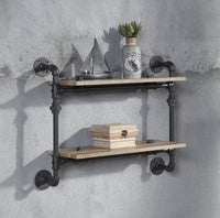 ACME Brantley Wall Rack w/2 Shelves in Oak & Sandy Black Finish