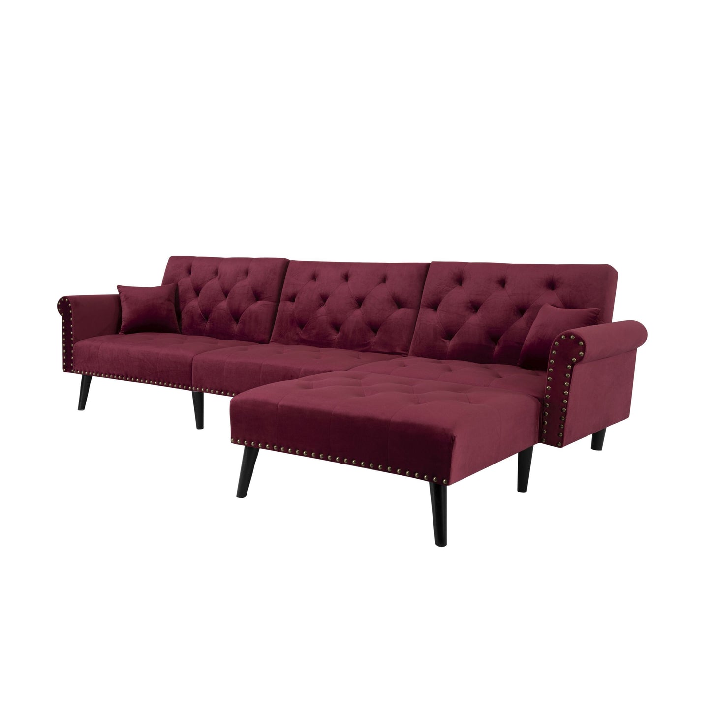 Convertible Sofa Bed Sleeper Red Velvet