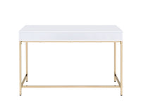 ACME Ottey Vanity Desk  in White High Gloss & Gold Finish