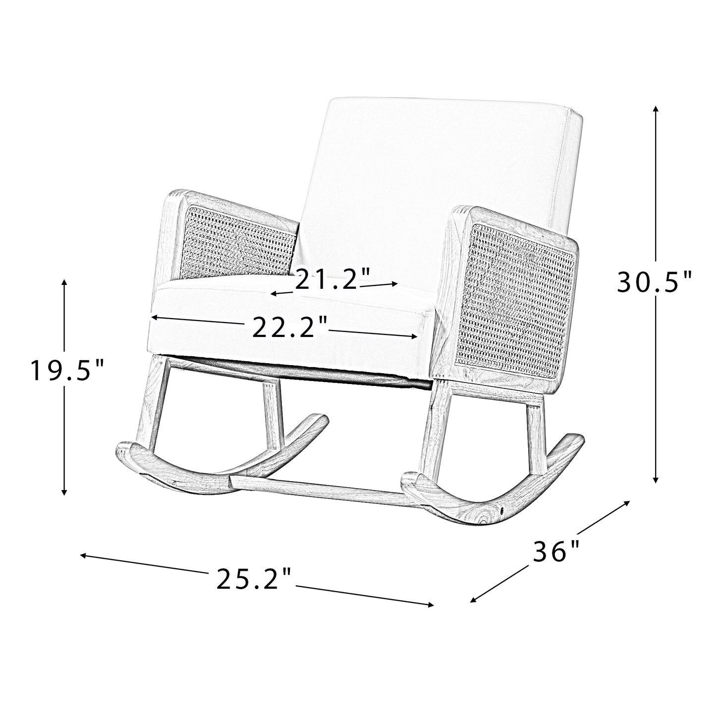 Rocking Chair with Rattan Arms