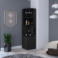 Bar Cabinet Papprika, 8 Wine Cubbies, Double Door, Black Wengue Finish