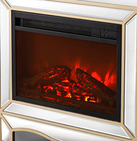 Mirrored Mantelpiece with Champagne Color Bezel Built in 1500 Function Heating W 23.2"X D 13.4“ X H 24.4”