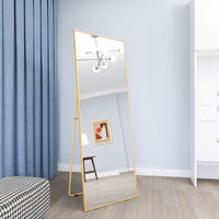 65" x 24" Full Length Mirror Hanging Standing or Leaning, Bedroom Mirror Floor Mirror Wall-Mounted Mirror with Alloy Frame, Gold