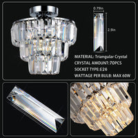 Mini Flush Mount Chandelier K9 Crystal Ceiling Light Fixtures