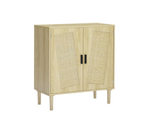 Kitchen Storage Cabinets with Rattan Decorative Doors, Buffets, Wine Cabinets, Dining Rooms, Hallways, Cabinet Console tables (Natural, 31.5''LX 15.8''WX 34.6"H）.