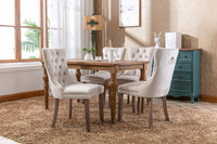 Nikki Collection Modern, High-end Tufted Solid Wood Contemporary Velvet Upholstered Dining Chair with Wood Legs Nailhead Trim 2-Pcs Set, Beige