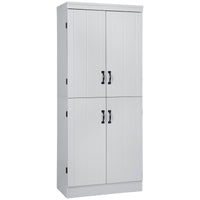 HOMCOM 70" Kitchen Pantry, Tall Freestanding Storage Cabinet, 6-tier Shelving with 2 Adjustable Shelves and 4 Doors for Dining Room, Gray