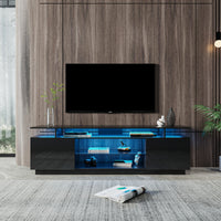 Black TV Stand for 80 Inch TV Stands, Media Console Entertainment Center Television Table, 2 Storage Cabinet with Open Shelves for Living Room Bedroom