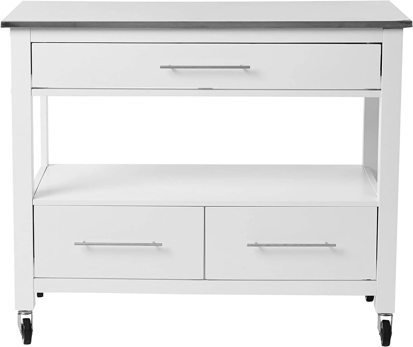 ACME Ottawa Kitchen Cart, Stainless Steel & White