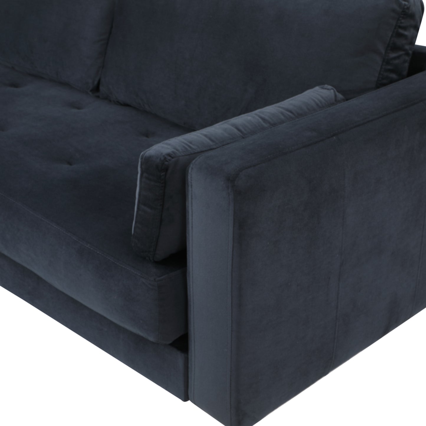 Sectional Sofa with Two Pillows, L-Shape Upholstered Couch with Modern Elegant Velvet for Living Room Apartment