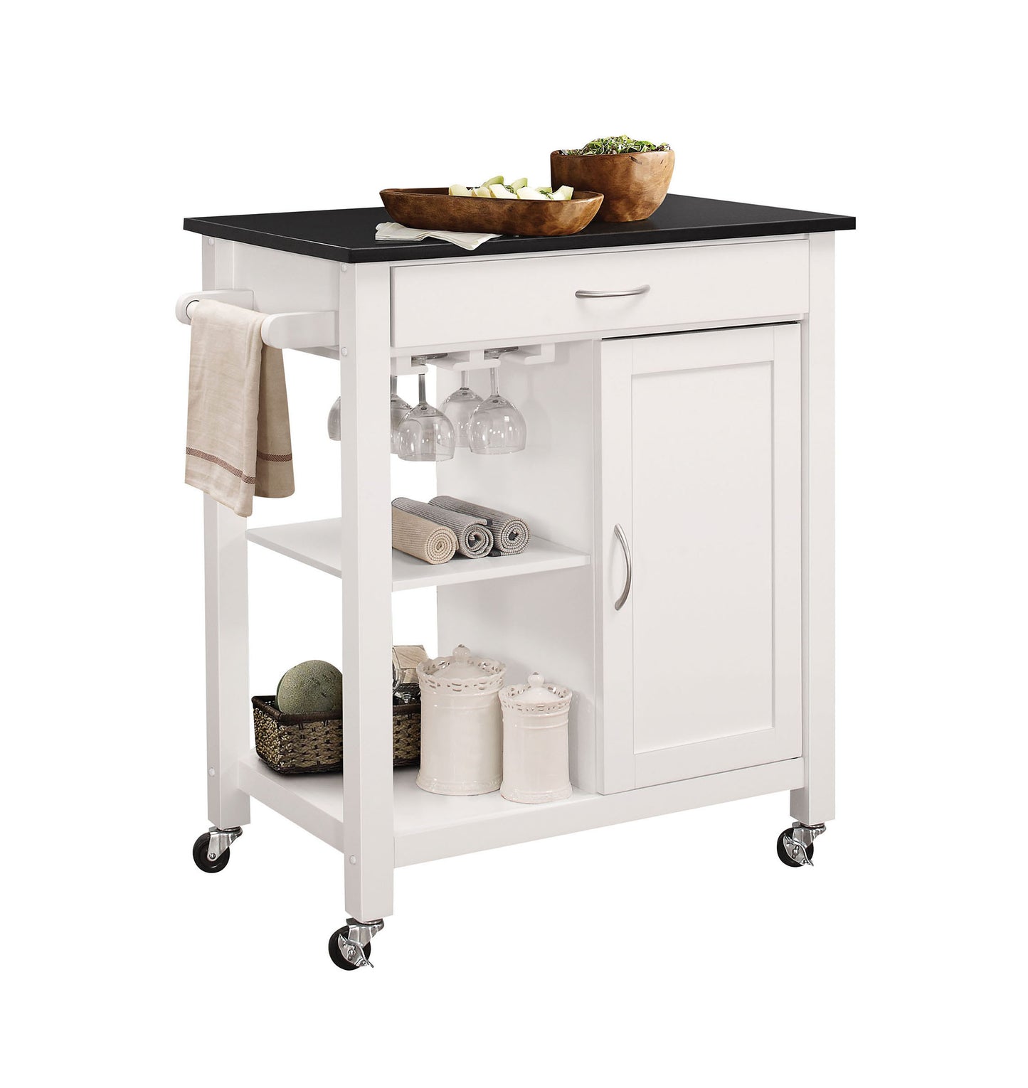 ACME Ottawa Kitchen Cart, Black & White