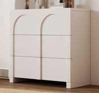 Modern Style Three-Drawer Chest Sideboard Cabinet Ample Storage Spaces for Living Room, Children's Room, Adult Room, Half Gloss White