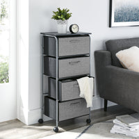 4 Drawers Fabric Dresser Storage Tower Shelves with MDF Top, Organizer Unit for Bedroom, Closet, Entryway, Hallway, Nursery Room, Office Organization, Grey (18“x12”x39“)