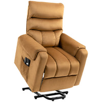 HOMCOM Power Lift Chair, Velvet Touch Upholstered Recliner Chair for Elderly with Vibration Massage, Remote Control, Side Pockets, Brown