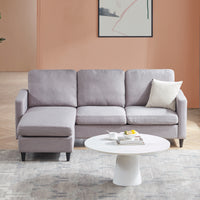 Reversible Sectional Sofa with Handy Side Pocket, Living Room L-Shape 3-Seater Couch with Modern Linen Fabric for Small Space