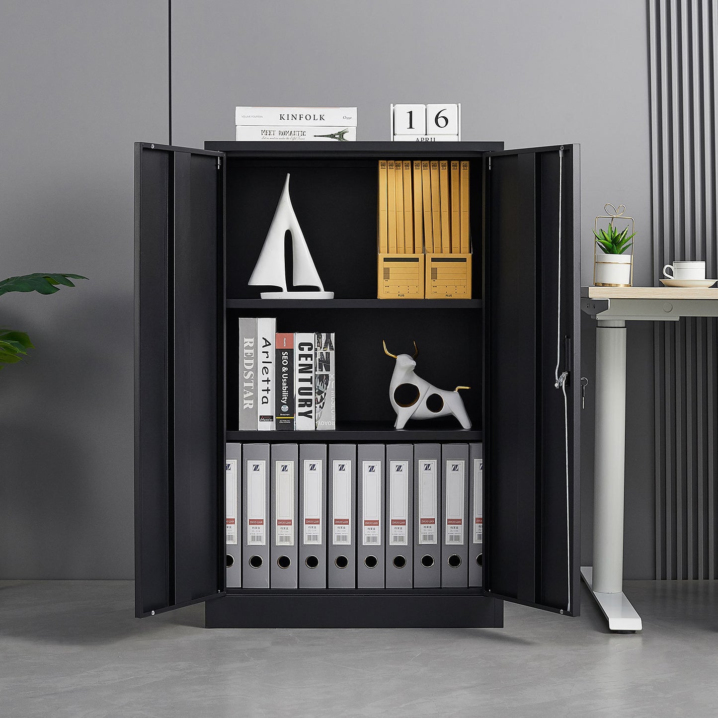 Folding File Cabinet Black