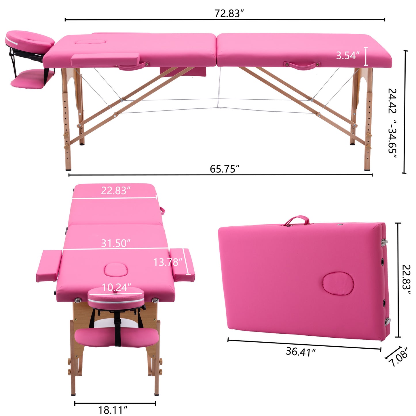 Massage Table Portable Massage Bed Lash Bed Facial Table Reiki Table SPA Beds for Esthetician Portable Height Adjustable Carrying Bag & Accessories 2 Section Shop & Home, Pink