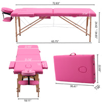 Massage Table Portable Massage Bed Lash Bed Facial Table Reiki Table SPA Beds for Esthetician Portable Height Adjustable Carrying Bag & Accessories 2 Section Shop & Home, Pink