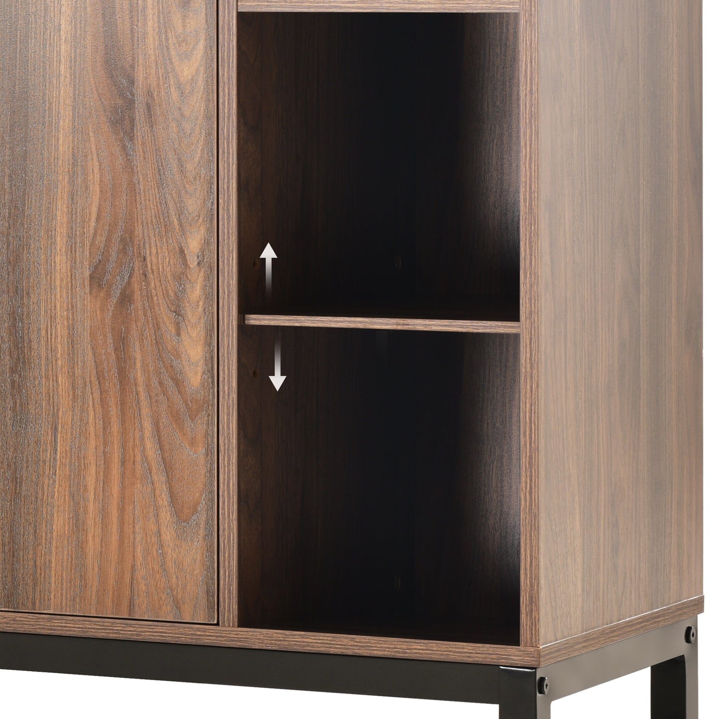 K&K Sideboards and Buffets With Storage Coffee Bar Cabinet Wine Racks Storage Server Dining Room Console 34 Inch (Dark Brown)