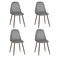 Set of 4 Scandinavian Velvet Chairs - Light Grey