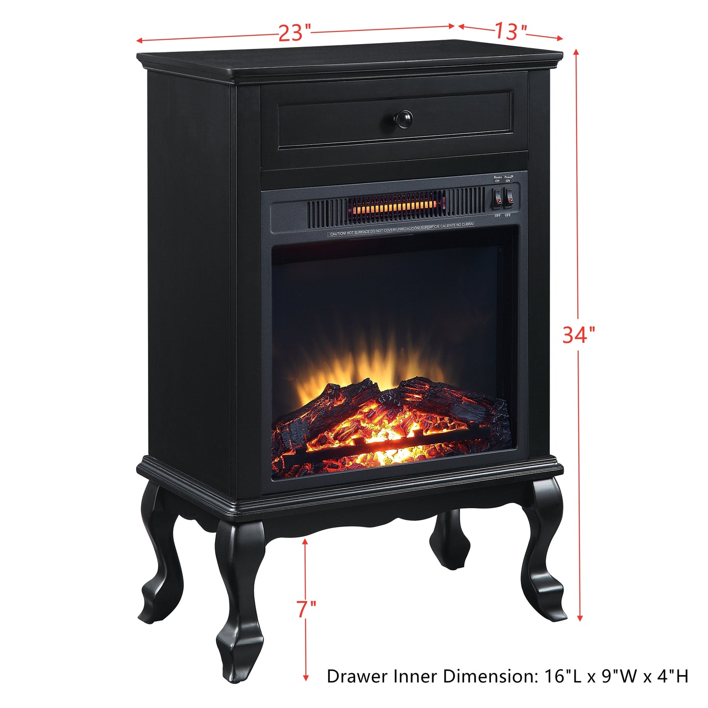 ACME Eirene Fireplace in Black Finish