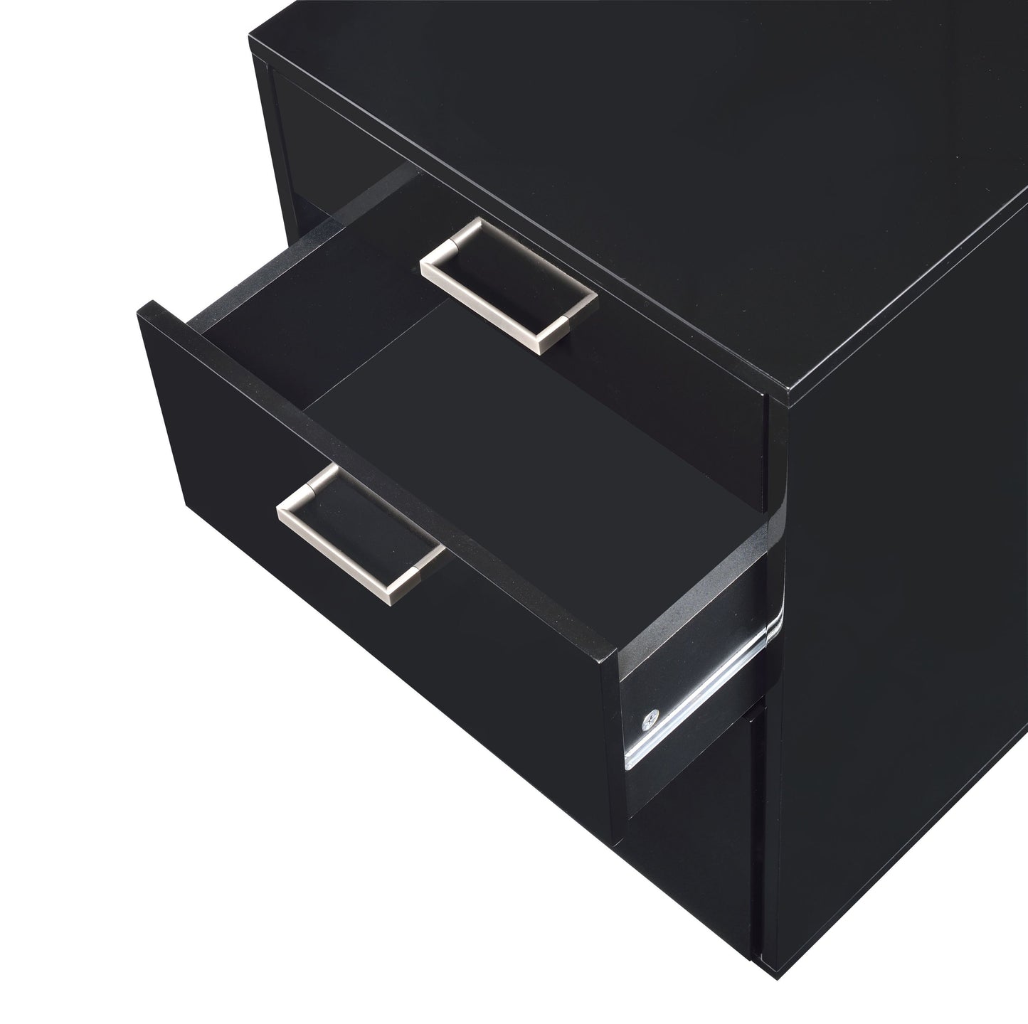 ACME Coleen File Cabinet, Black High Gloss & Chrome