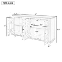 Sideboard with Adjustable Height Shelves, Metal Handles, and 4 Doors for Living Room, Bedroom, and Hallway (Teal Blue)