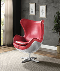 ACME Brancaster Accent Chair w/Swivel, Red Top grain  Leather AC01990