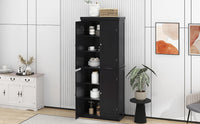 Freestanding Tall Kitchen Pantry, 72.4" Minimalist Kitchen Storage Cabinet Organizer with 4 Doors and Adjustable Shelves, Black