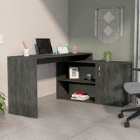 Lyncliff 1-Drawer 2-Shelf L-Shaped Office Desk Smokey Oak