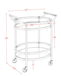 ACME Lakelyn Serving Cart, Rose Gold & Clear Glass