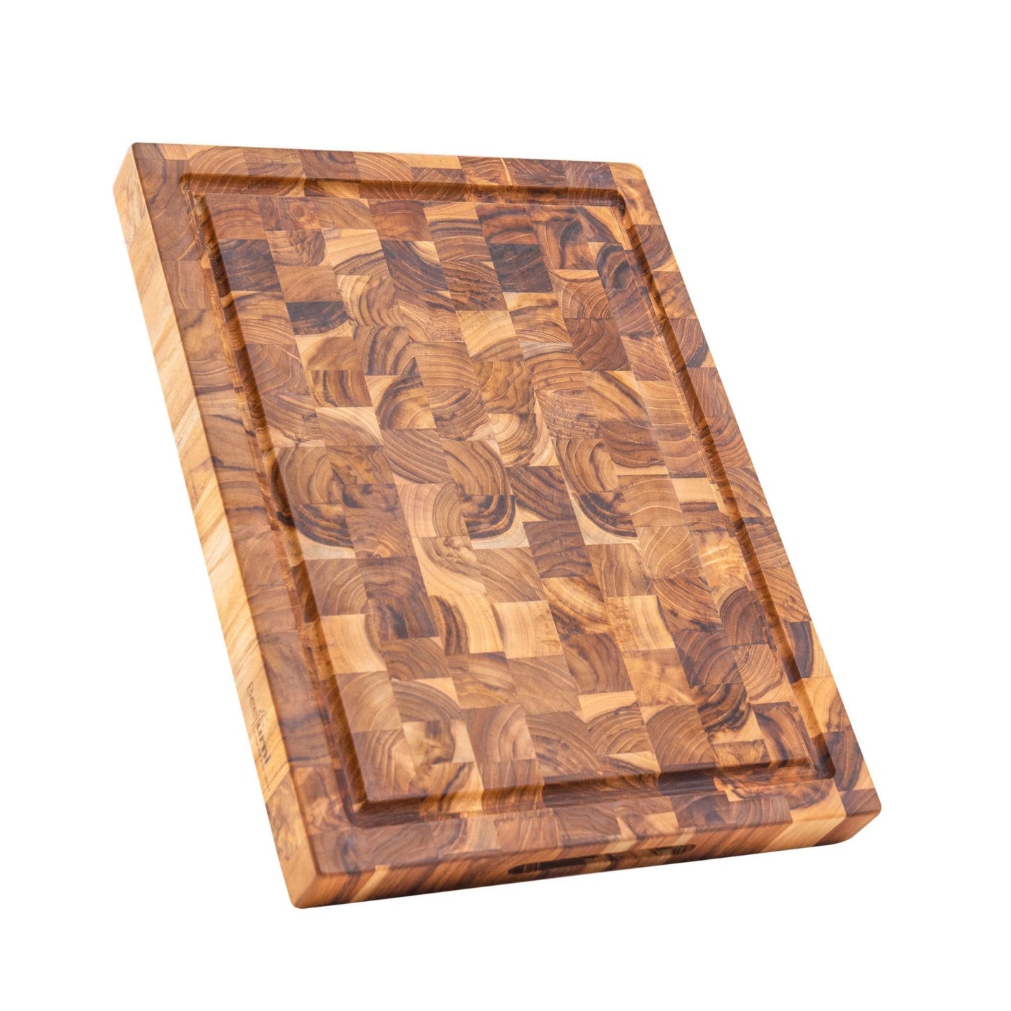 End Grain Teak Cutting Board Reversible Chopping Serving Board Multipurpose Food Safe Thick Board, Medium Size 18x14x1.5 inches (1PCS)