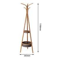 Living Room Bamboo Coat Rack with Storage Rack Φ15.1 x 66.9 inch