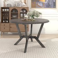 TOPMAX Mid-Century Round Table with Cross Legs for Small Places, Kitchen, Studio, Gray