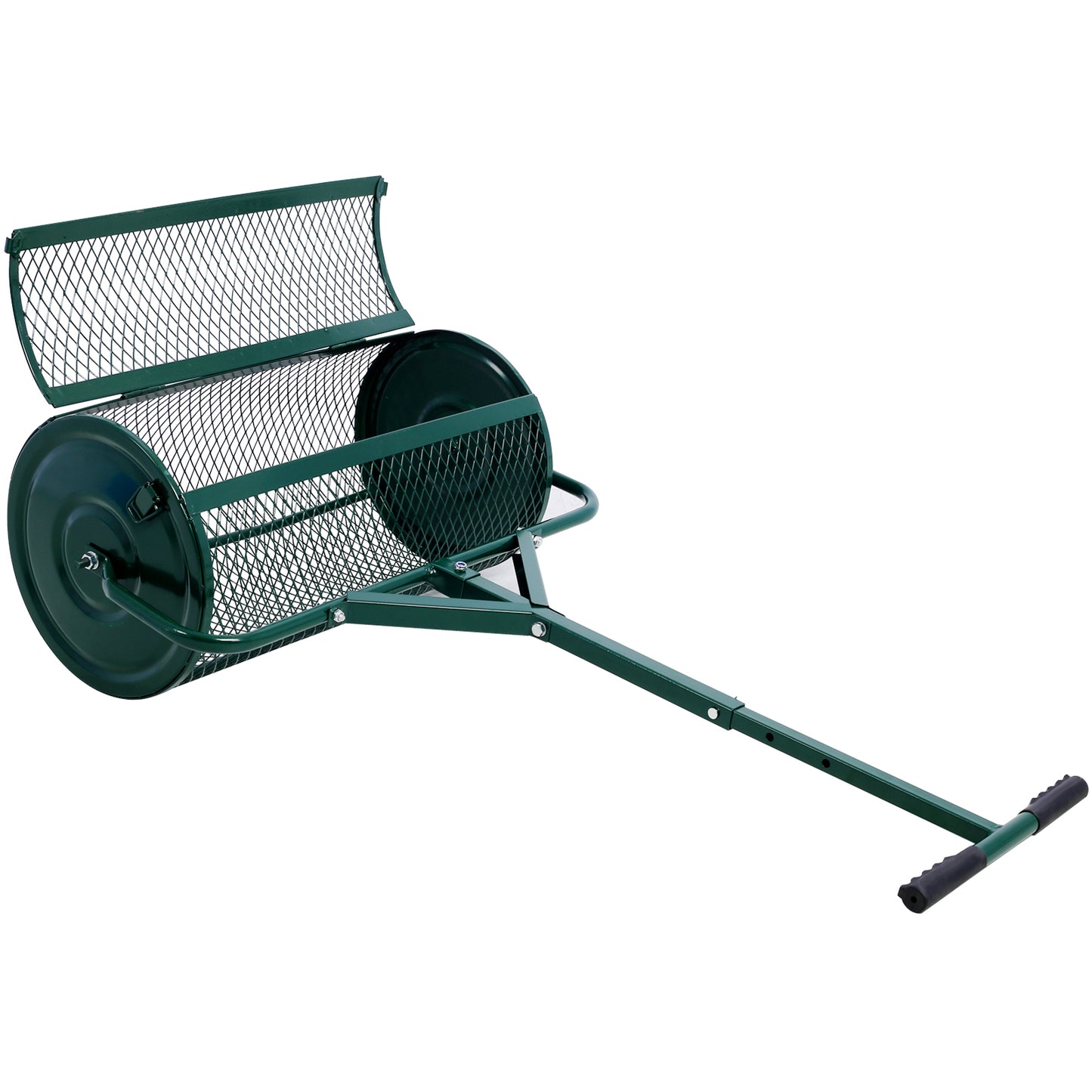 Peat Moss Spreader 24inch,Compost Spreader Metal Mesh,T shaped Handle for planting seeding,Lawn and Garden Care Manure Spreaders Roller