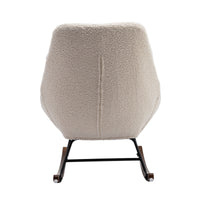 Tufted Upholstered Padded Seat Rocking Chair-Boucle Beige