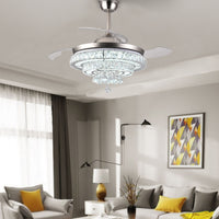 Modern American Crystal Fan Chandelier