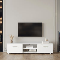 White TV Stand for 70 Inch TV Stands, Media Console Entertainment Center Television Table, 2 Storage Cabinet with Open Shelves for Living Room Bedroom