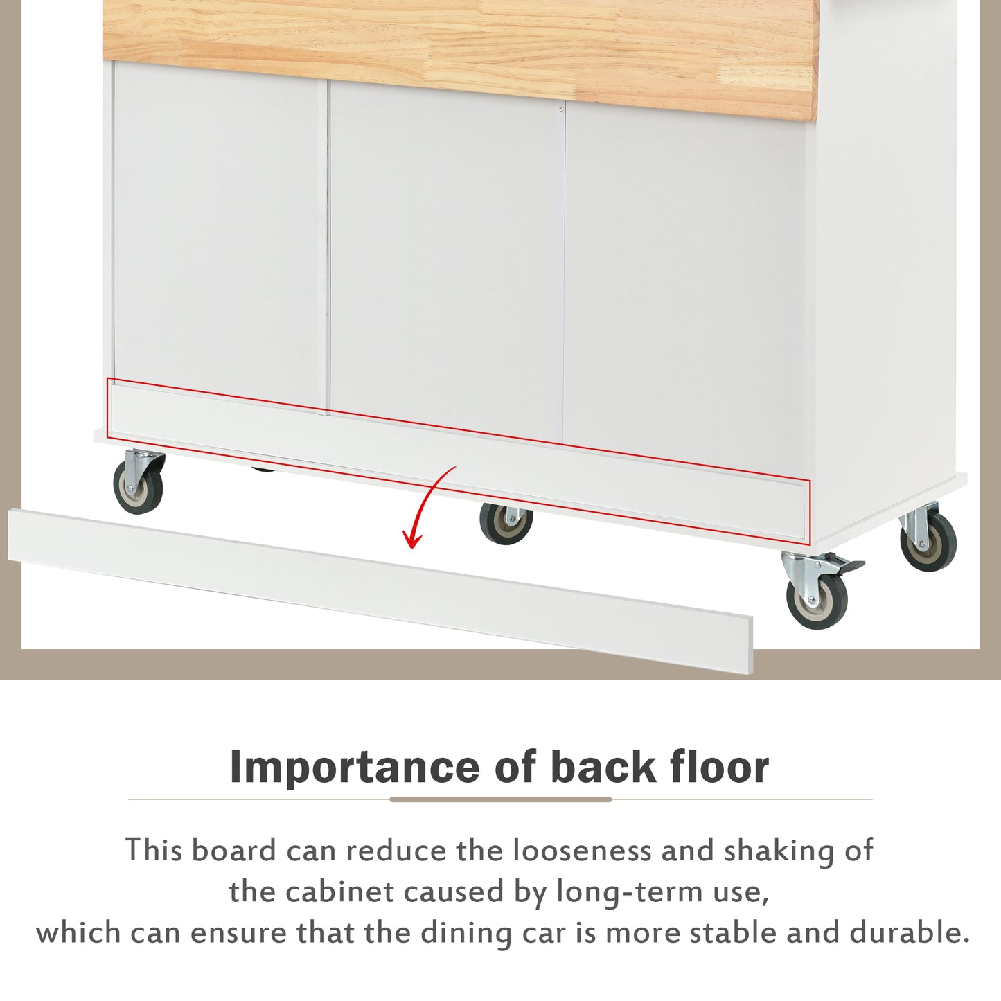 Rolling Mobile Kitchen Island with Solid Wood Top and Locking Wheels, 52.7 Inch Width, Storage Cabinet and Drop Leaf Breakfast Bar, Spice Rack, Towel Rack & Drawer (White)