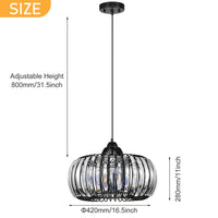 Modern Oblate Black Crystal Chandelier Fixture, Ceiling Pendant Light W16.5xL31.5