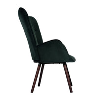 Modern Wingback Accent Armchair Living Room Tufted Velvet Upholstery, Dark Green