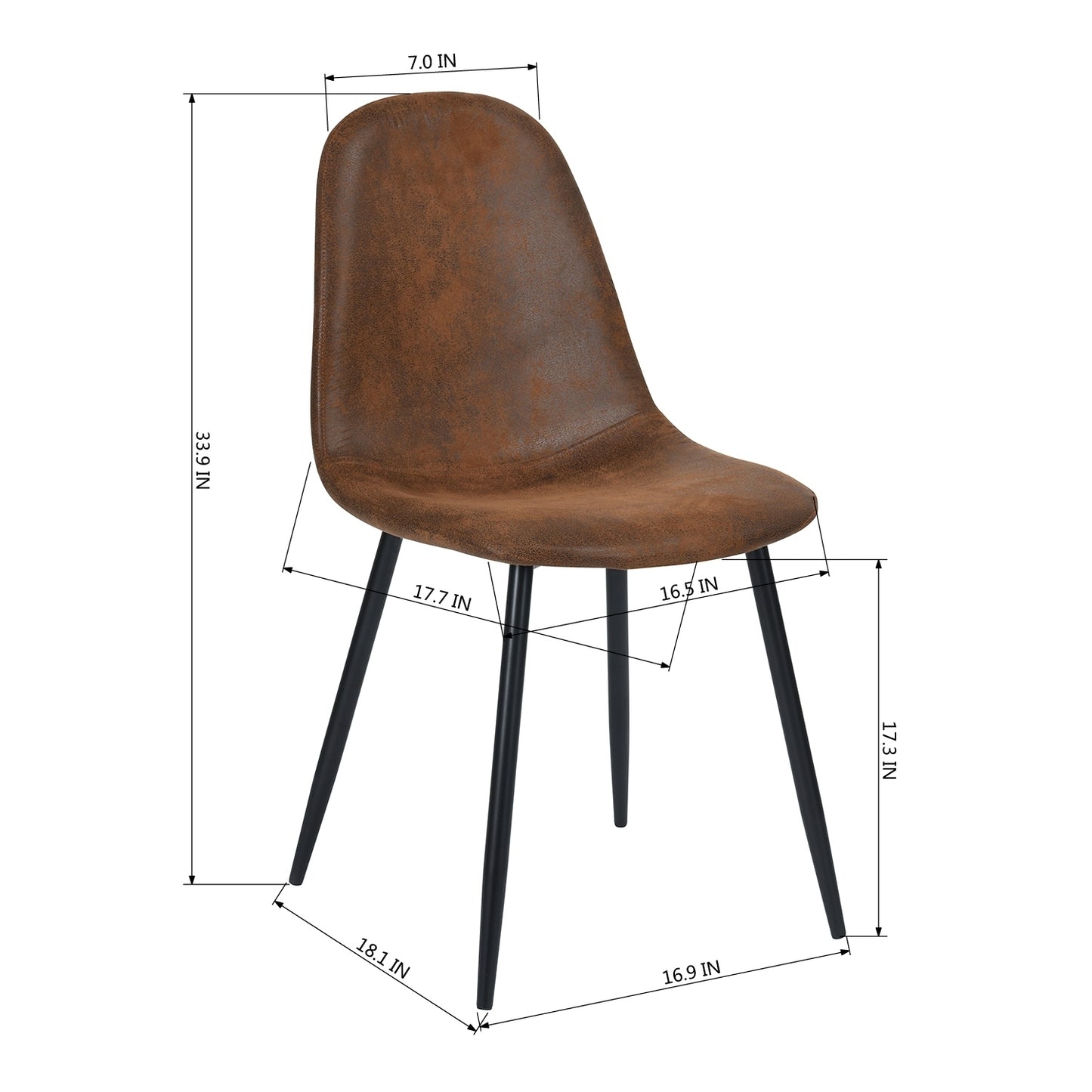 Set of 4 Scandinavian Velvet Chairs - Suede Brown