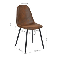 Set of 4 Scandinavian Velvet Chairs - Suede Brown