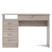 Modern Desk with 5 Storage Drawers for Living Room or Home Office, Truffle