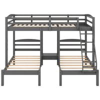 Full Over Twin & Twin Bunk Bed, Triple Bunk Bed, Gray