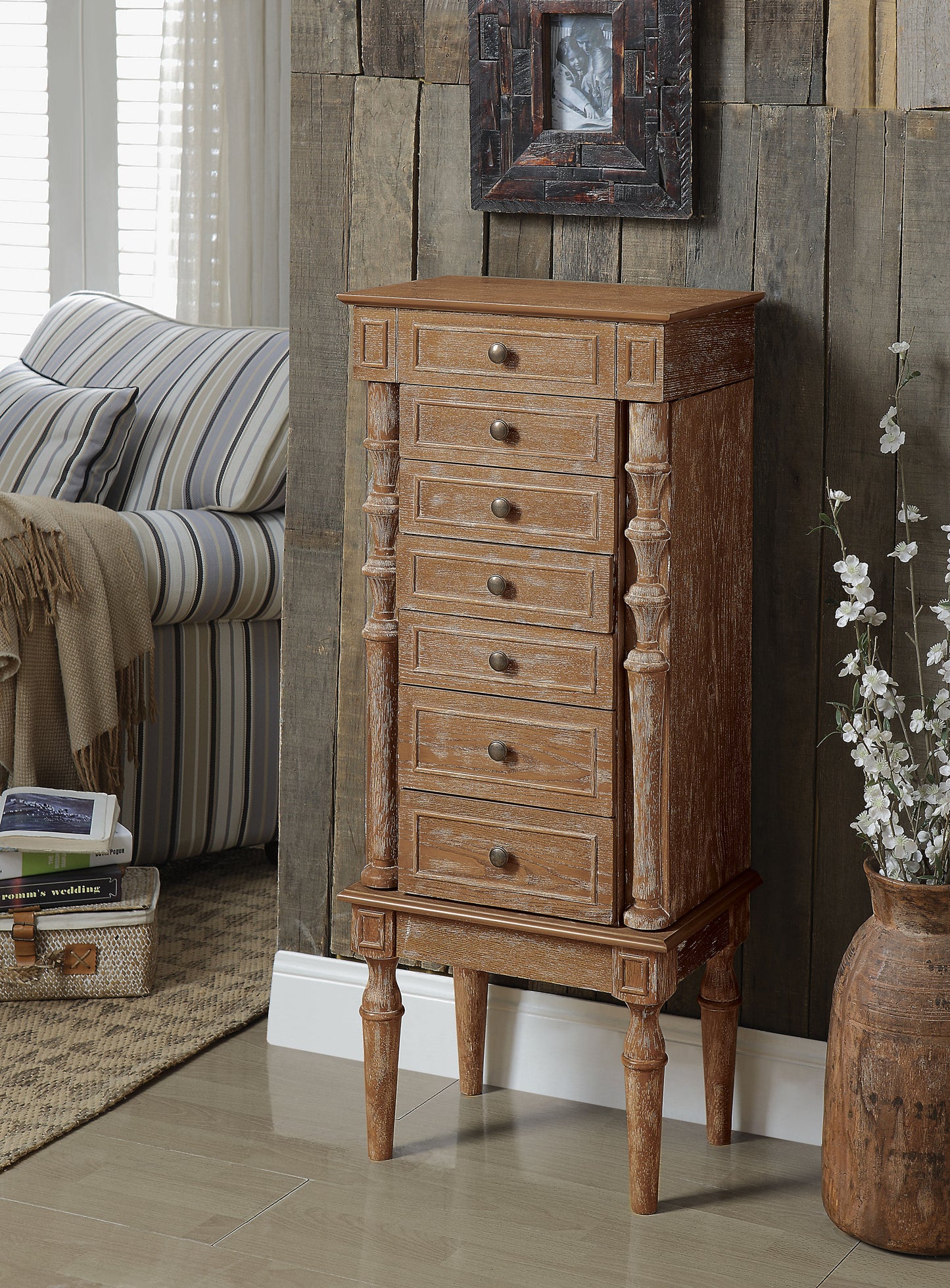 ACME Taline Jewelry Armoire in Weathered Oak