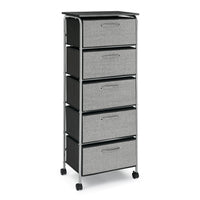 5 Drawers Fabric Dresser Storage Tower Shelves with MDF Top, Organizer Unit for Bedroom, Closet, Entryway, Hallway, Nursery Room, Office Organization, Grey (18“x12”x47.5“)