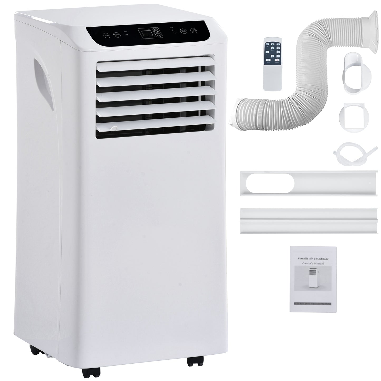 Portable Air Conditioner with Remote Control 8,000 BTU Compact Home AC Cooling Unit with Dehumidifier & Fan Modes, Complete Window Mount Exhaust Kit, 115V