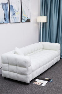 Sofa Includes Two Pillows 81" White Fleece for Living Room Bedroom