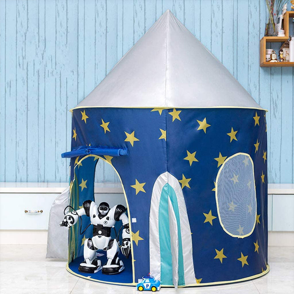 Pop Up Kids Tent - Spaceship Rocket Indoor Playhouse Tent for Boys and Girls